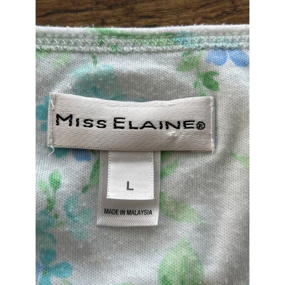 Miss Elaine Womens L White /Blue Floral Print Sleep Wear Set Cozy/Casual - Picture 3 of 8